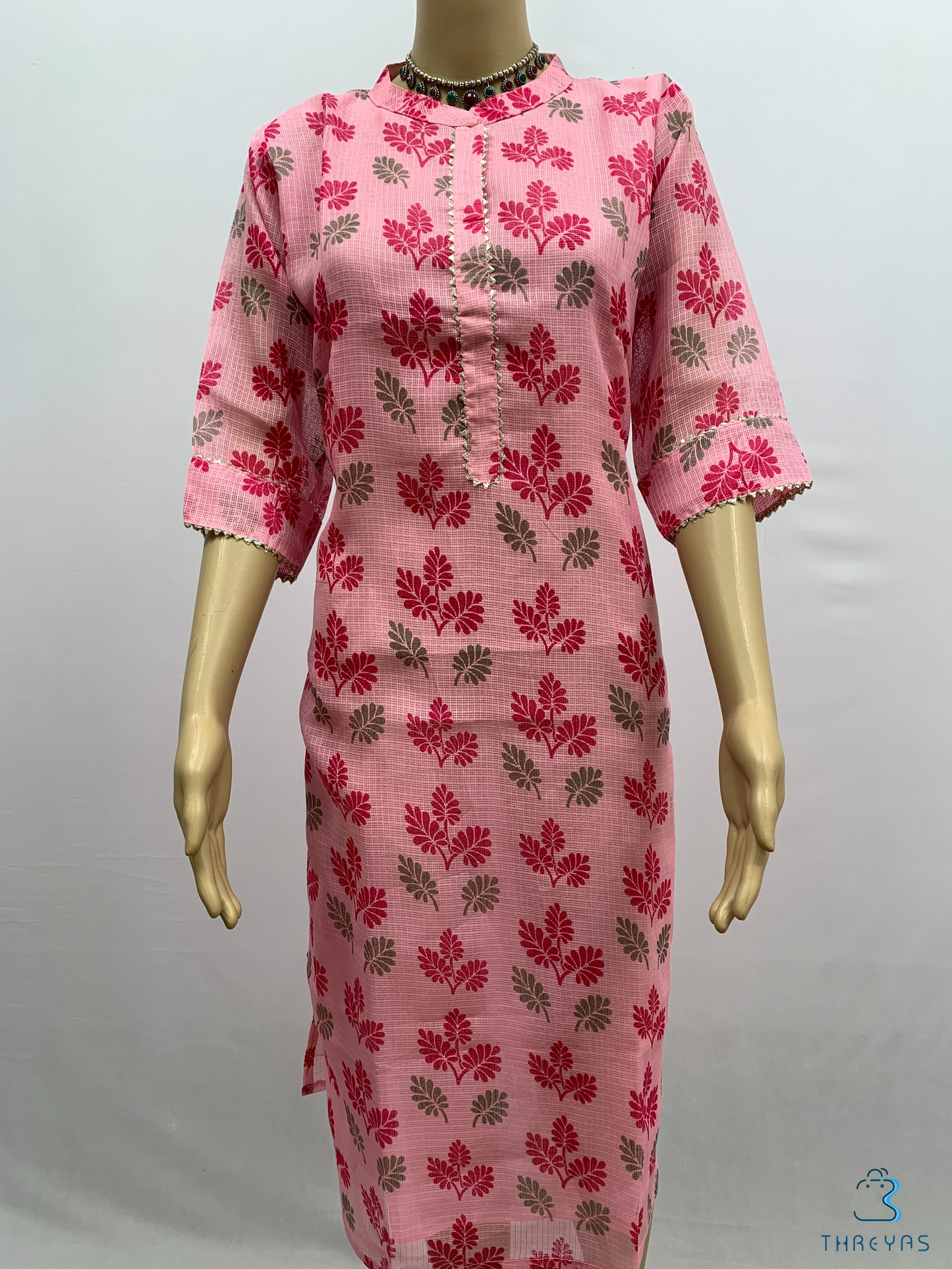 Pink Kota Cotton Kurta with Dupatta