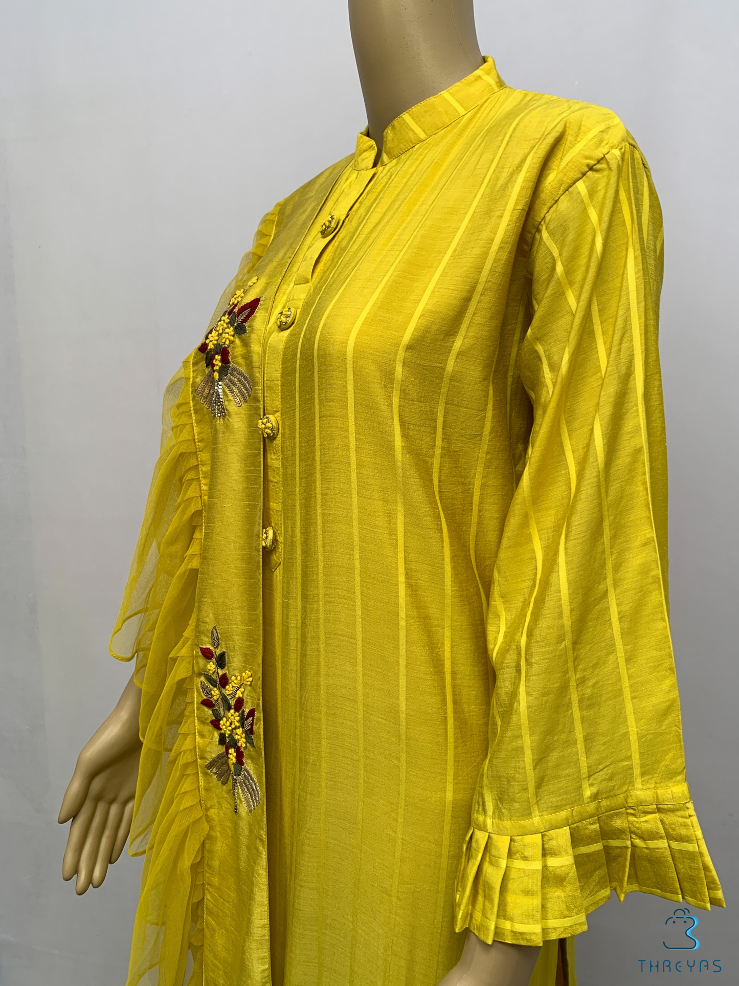 Yellow Handloom Cotton Kurthis Set with Designer Dupatta for women |  Stylish Kurthis & Kurtis Sets for Women |  Threyas 
