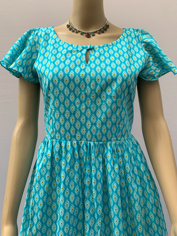 Sky blue Fit and Flared Kurtis | Stylish Kurthis & Kurtis Sets for Women |  Threyas 