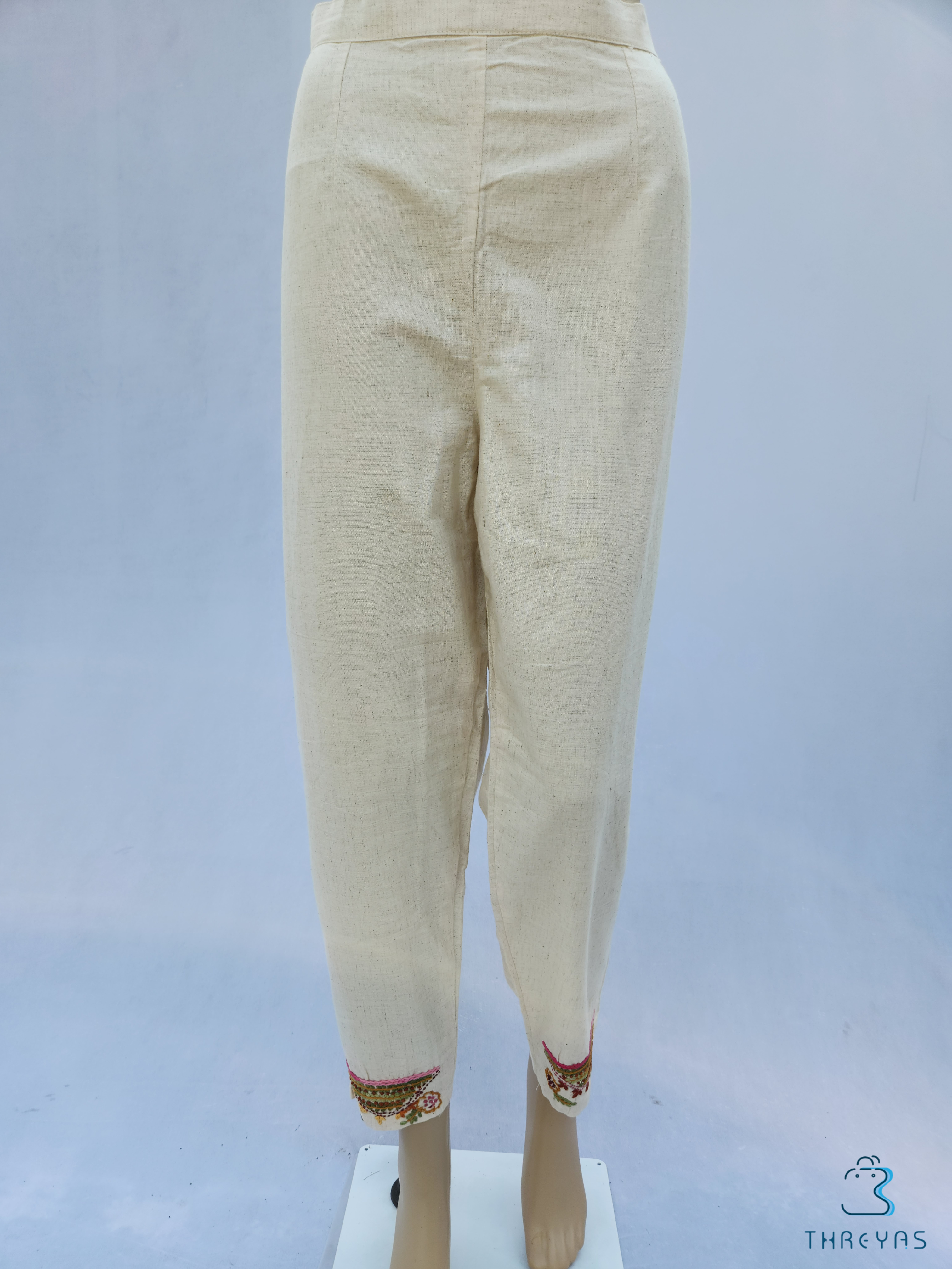 Medieval Viking Pants - Grey Cotton Trousers with Braiding | From £85.00